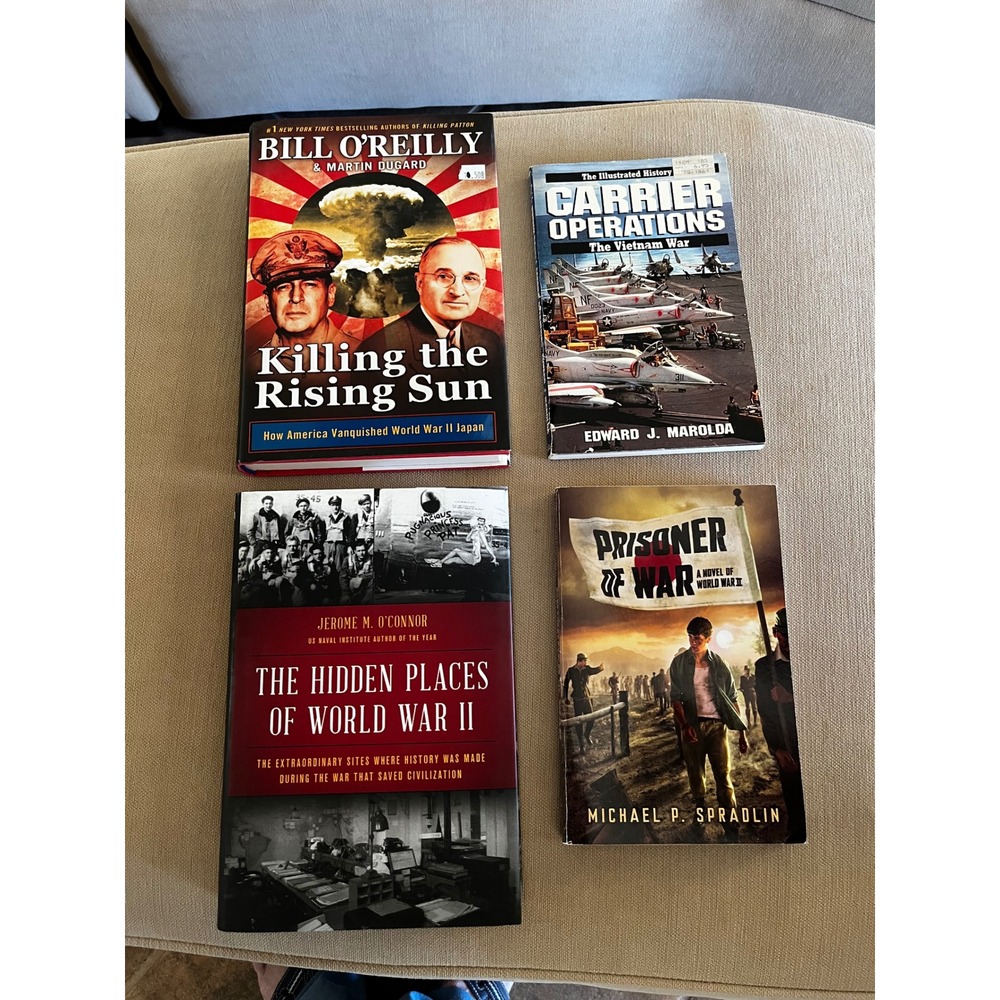 Military History Book Lot WWII Vietnam Killing the Rising Sun Hidden Places 4pc